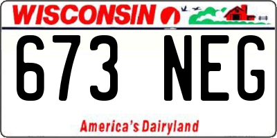 WI license plate 673NEG