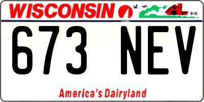 WI license plate 673NEV