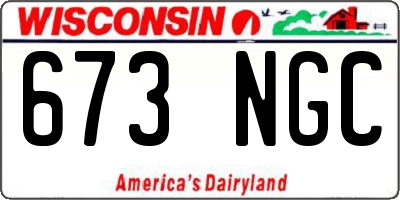WI license plate 673NGC