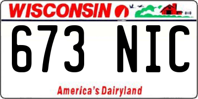 WI license plate 673NIC