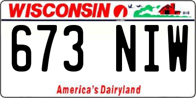 WI license plate 673NIW