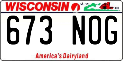 WI license plate 673NOG