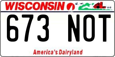 WI license plate 673NOT