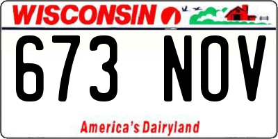 WI license plate 673NOV