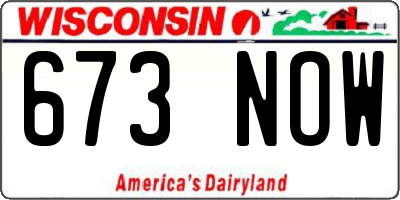 WI license plate 673NOW