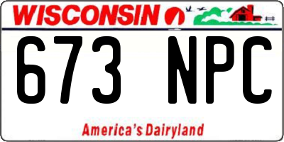 WI license plate 673NPC