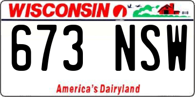 WI license plate 673NSW