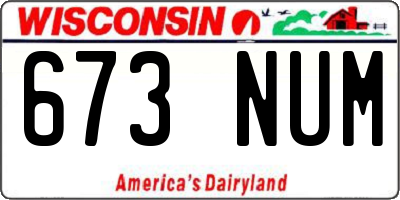 WI license plate 673NUM