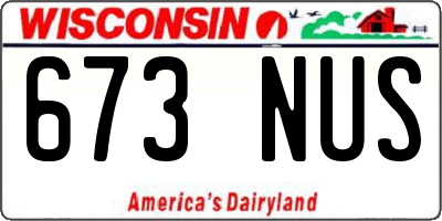 WI license plate 673NUS