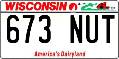 WI license plate 673NUT