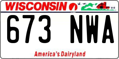 WI license plate 673NWA