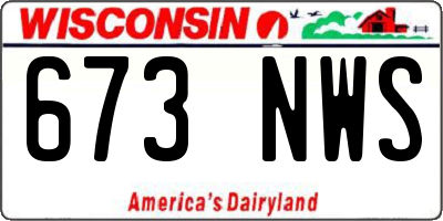 WI license plate 673NWS
