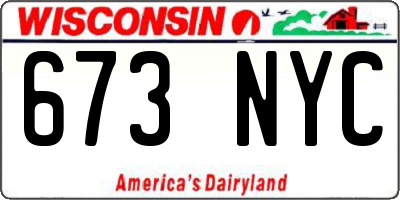 WI license plate 673NYC