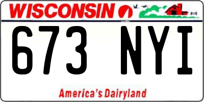 WI license plate 673NYI