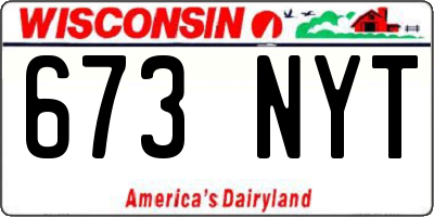 WI license plate 673NYT