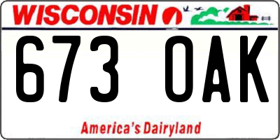 WI license plate 673OAK