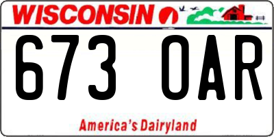 WI license plate 673OAR