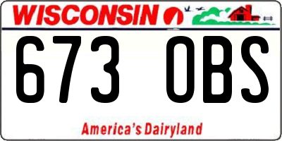 WI license plate 673OBS