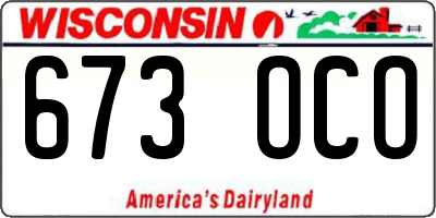 WI license plate 673OCO
