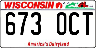WI license plate 673OCT