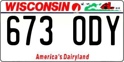 WI license plate 673ODY