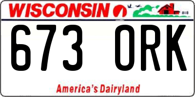 WI license plate 673ORK