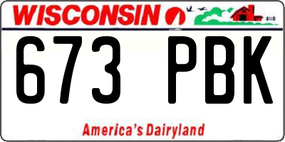 WI license plate 673PBK