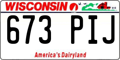 WI license plate 673PIJ