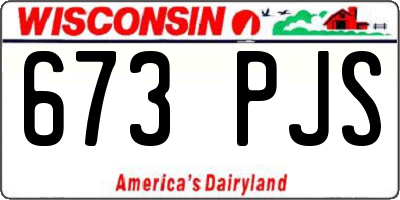 WI license plate 673PJS