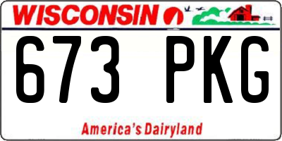 WI license plate 673PKG