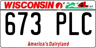 WI license plate 673PLC