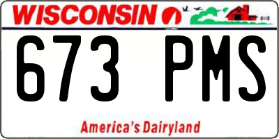 WI license plate 673PMS