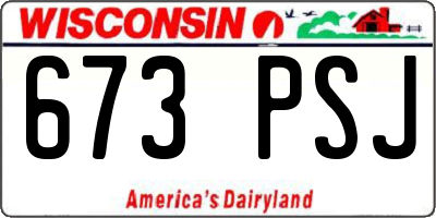 WI license plate 673PSJ