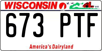 WI license plate 673PTF