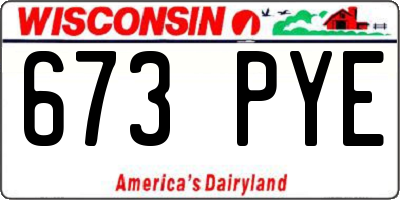 WI license plate 673PYE