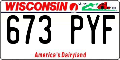 WI license plate 673PYF