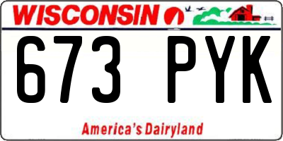 WI license plate 673PYK