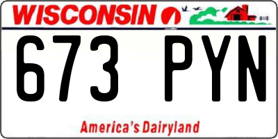 WI license plate 673PYN
