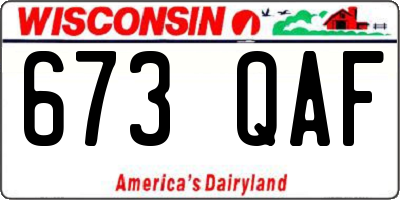 WI license plate 673QAF