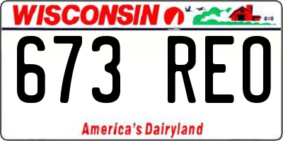 WI license plate 673REO