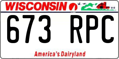 WI license plate 673RPC
