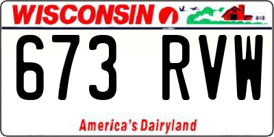 WI license plate 673RVW