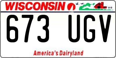 WI license plate 673UGV