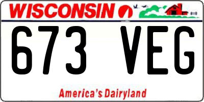 WI license plate 673VEG