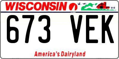 WI license plate 673VEK