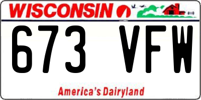 WI license plate 673VFW