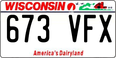 WI license plate 673VFX