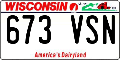 WI license plate 673VSN