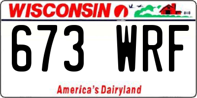WI license plate 673WRF