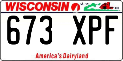 WI license plate 673XPF